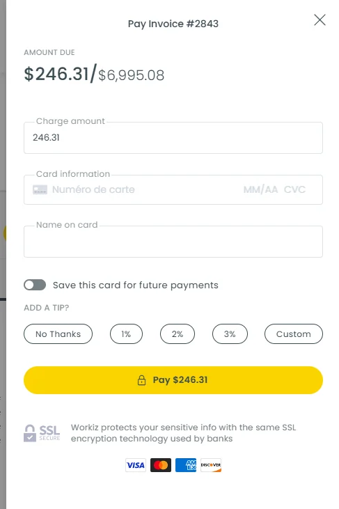Formulaire de paiement sécurisé par carte de crédit